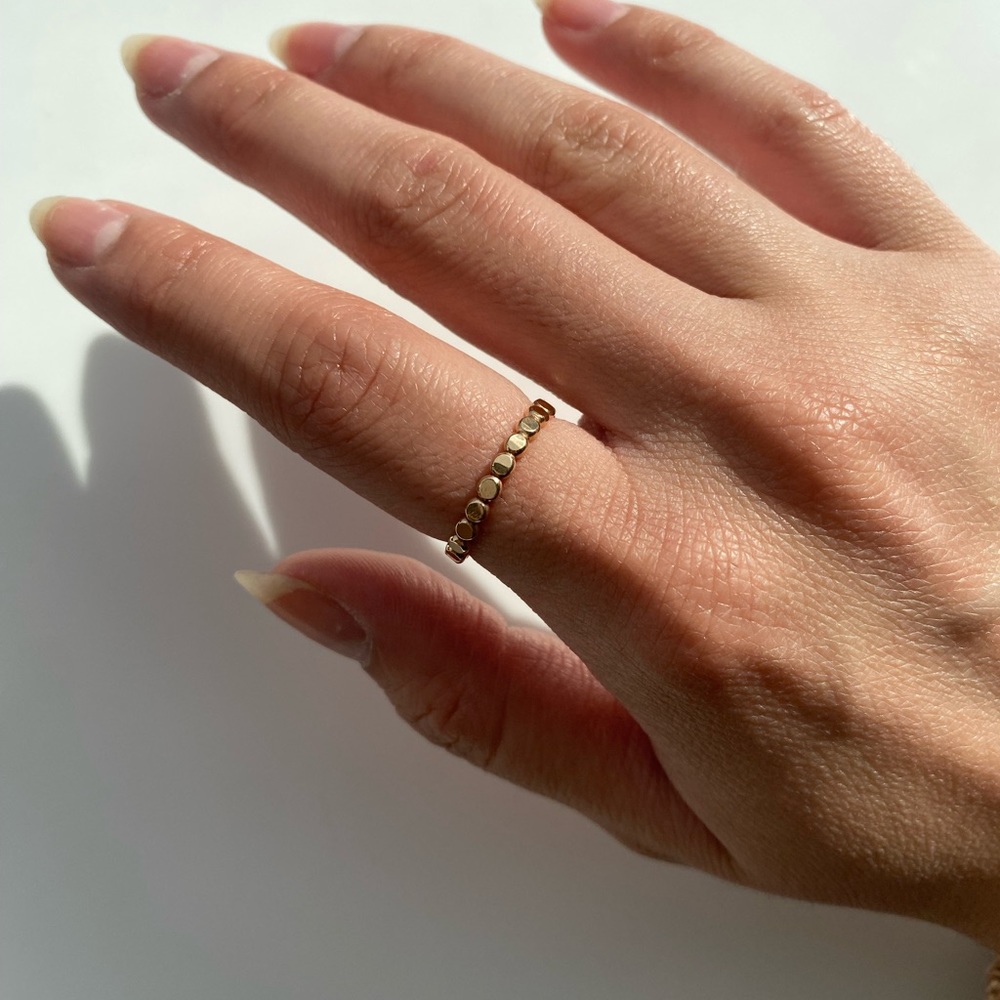 14k Gold Hammered Bubble Ring (Thick)